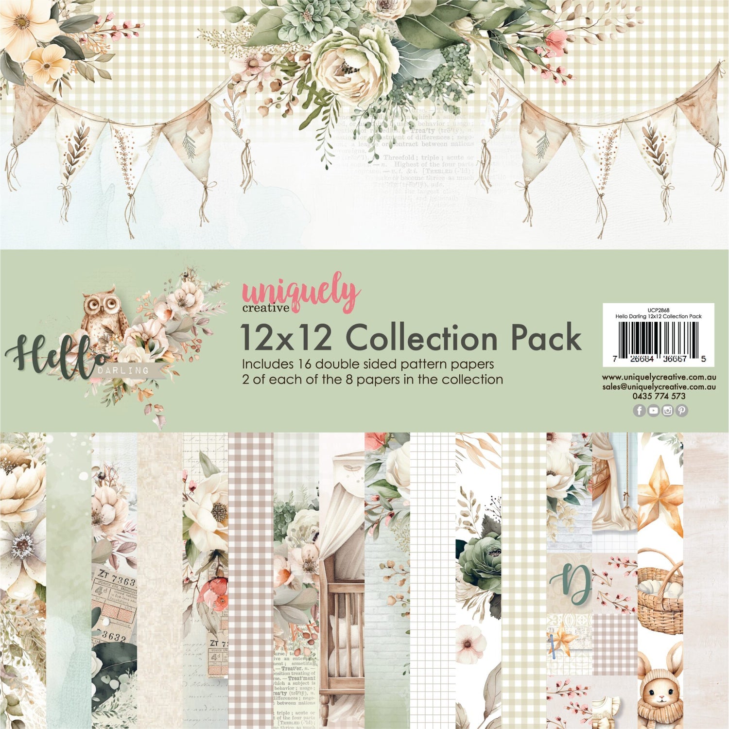 Uniquely Creative Hello Darling - 12x12" Collection Pack (16 papers)